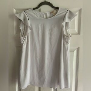 Michael Kors Cream Ruffled Flutter Sleeve Blouse